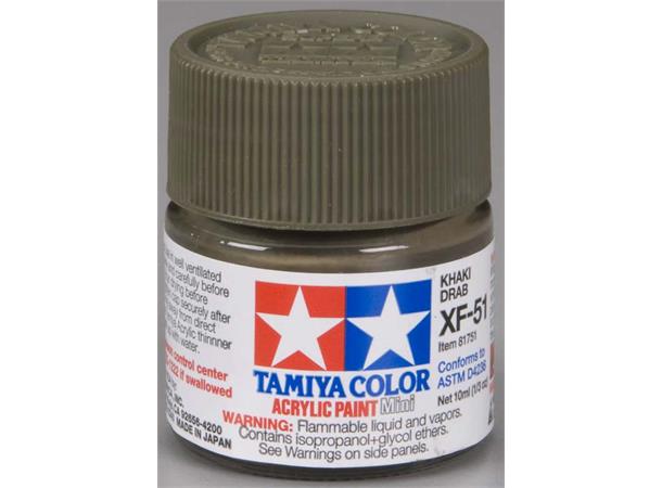 Tamiya lakk Acryl XF-51 Khaki Drab 10ml glass