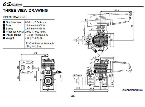 OS  55AX 9ccm 2-takt flymotor 7473