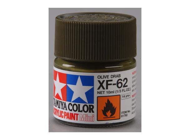 Tamiya lakk Acryl XF-62 Olive Drab 10ml glass