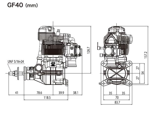 OS GF40 4-takt bensinmotor Med E-6040 potte