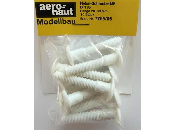 Nylonbolter 6x40mm  10stk Gjenget parti er 29mm