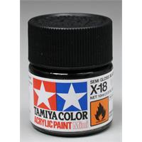 Tamiya lakk Acryl X-18 sort halvblank 10ml glass