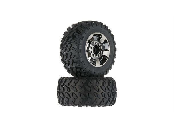 Arrma Dekk og felg Ragnarok Black Chrome 2stk