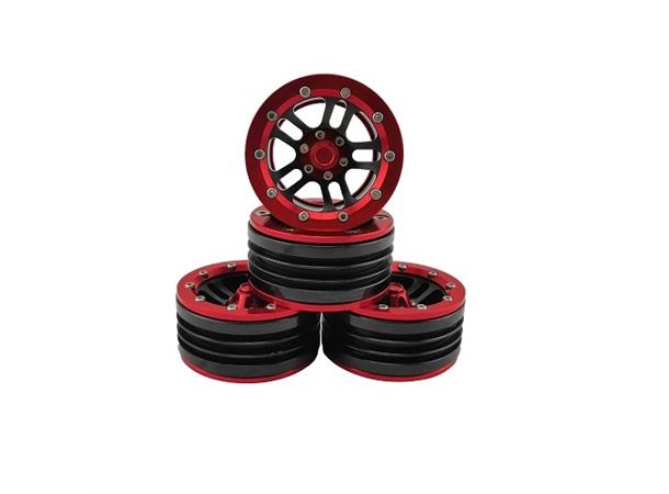 HobbyDetails 1.9 Alu Beadlock Wheels 4pcs Red