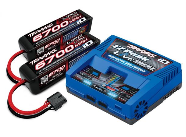 Traxxas Lader og batteri combo EX-Peak Live 26A  m 2stk 4S 6700 mAh batterier