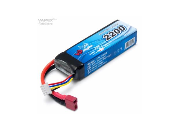 3s  2200mAh  Lipo 30/60c Batteri 11,1V  Med deans