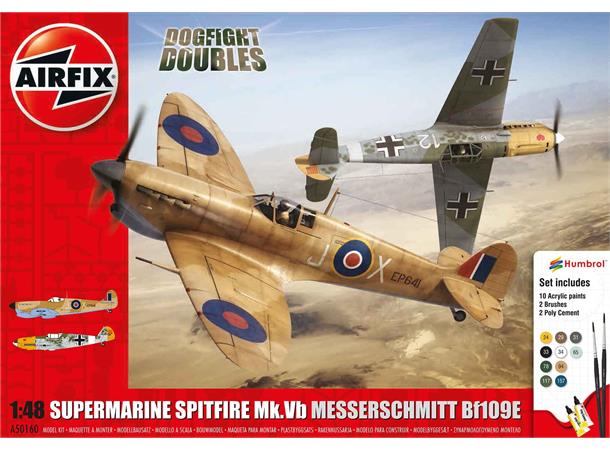 Airfix Spitfire + Messerschmitt gavesett 1/48 byggesett m/lim og lakk