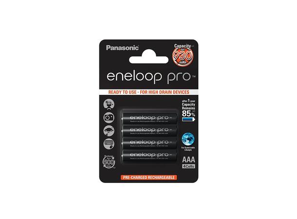 Batteri Eneloop Pro AAA 4stk oppladbar Panasonic