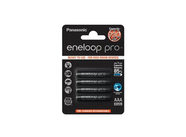 Batteri Eneloop Pro AAA 4stk oppladbar § Panasonic