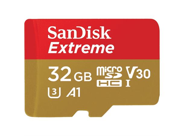 MicroSDHC Extreme, 32GB100MBs Sandisk Minnekort