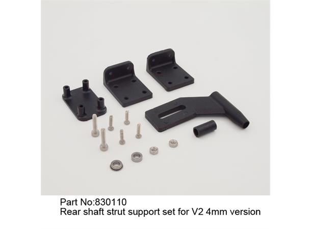 Rear shaft strut support set for V2 4mm
