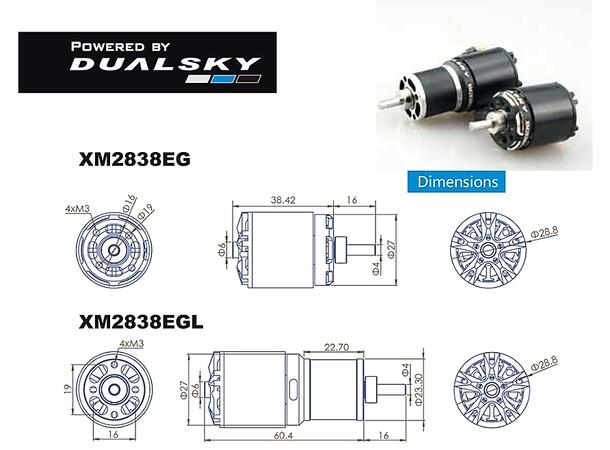 Dualsky X-Motor EG-11L 2838 1100KV 1100kV  98gram