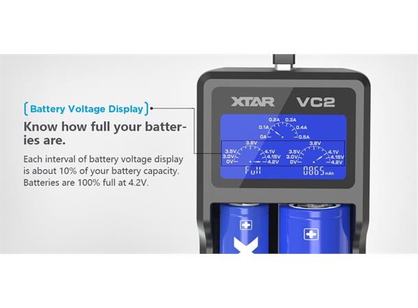 XTAR VC2 Li-Ion lader