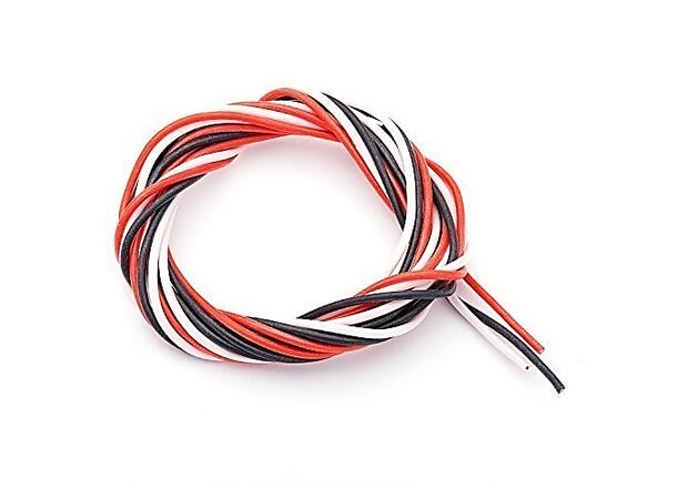Silikonkabel 30AWG ( 0,05mm²) 1m rød og 1m sort og 1m hvit