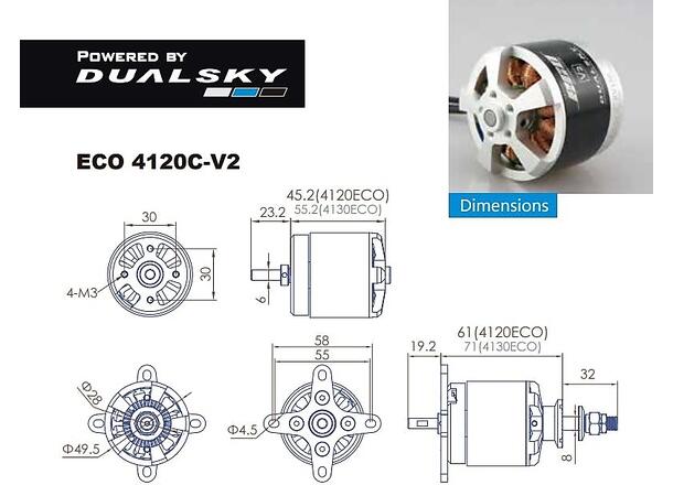 Dualsky ECO 4120C V2 430KV  .70 motor 430kV  50x45mm  .70 motor  280g