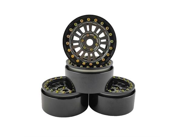 HobbyDetails 1.9 Alu Beadlock Wheels 4pcs Black