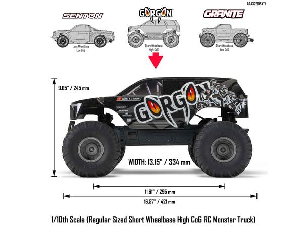 ARRMA Gorgon Mega 2WD Black - RTA Kit