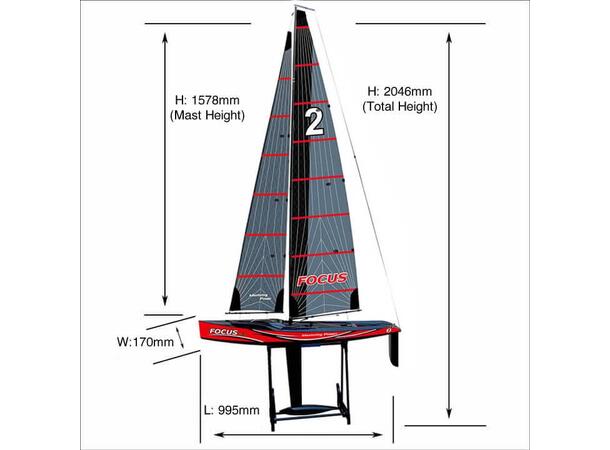 Joysway Focus V3 - 2.4GHz Seilbåt RTR RTR  Rød