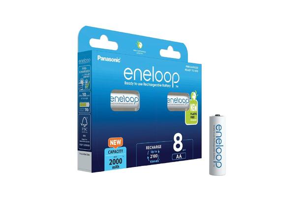 Panasonic Eneloop AA 8stk oppladbare 1.2V 2000mAh