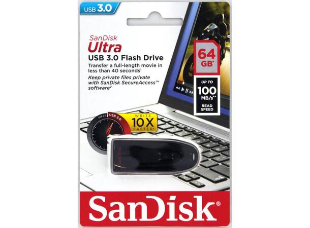 Sandisk Minnepenn USB 3.0 - Blade 64GB