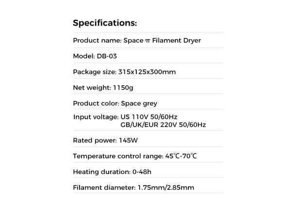 Creality Space Filament Dryer For 1 rull
