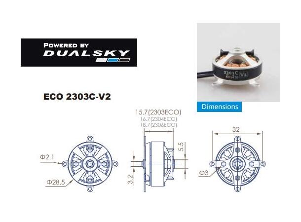 Dualsky ECO 2303C V2 2000KV 19gram Indoor