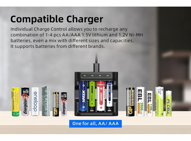 XTAR L4 AA/AAA lader 4x0.5A