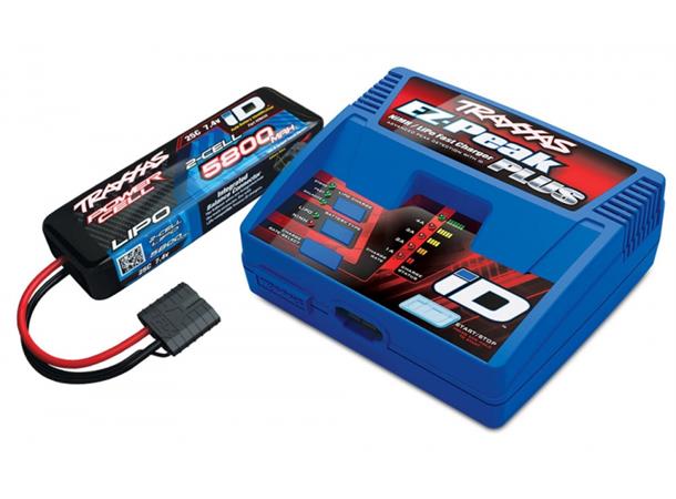 Traxxas EZ-Peak Plus 4Ah lader Combo 2-3S  med 2S 5800 Lipo batteri