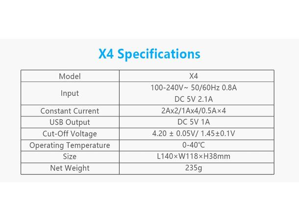 XTAR D4 Li-Ion lader 2.0Ax2 220V §