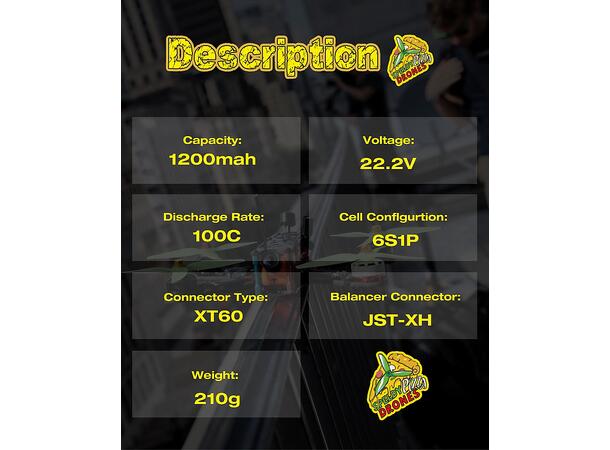 6s  1200mAh-100C - SpeedyPizzaDrones § XT60
