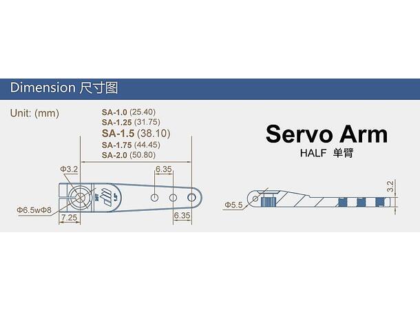 Dualsky Servoarm CNC 25T 1.0" Enkel§