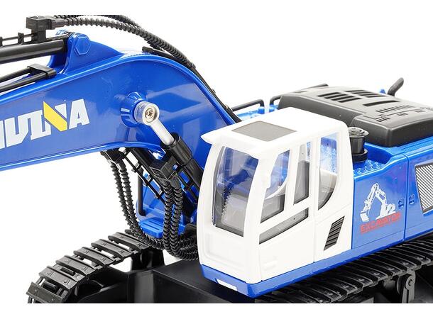 HuiNa Gravemaskin m/Metallskuffe 1:18 Blå 1/18