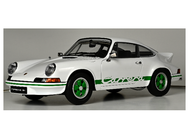 IXO Porsche 911 RS 2.7   1:8 Hvit m/grønne striper
