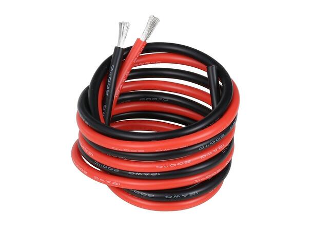 Silikonkabel  10AWG (6mm²) 1m rød og 1 m sort  Bronto