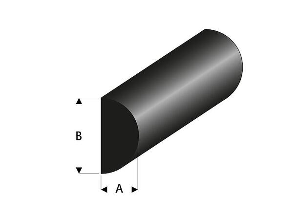 Fenderlist halv rund 6 x 3,10 mm L=2m A=3,1mm  B=6mm