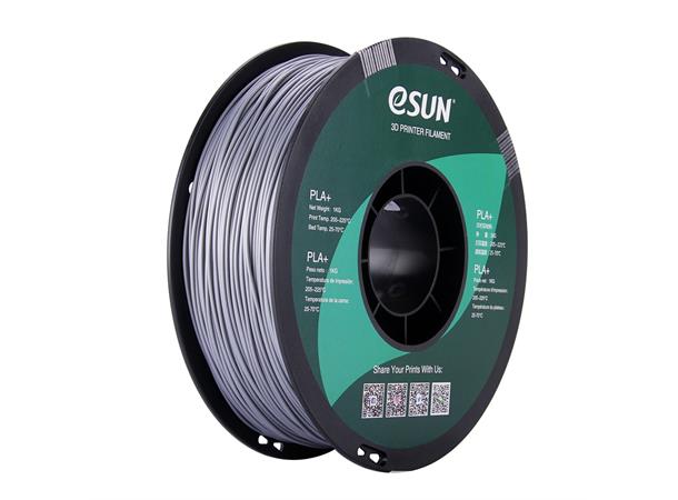 eSUN PLA+ 1.75mm 1kg - Silver Sølv 3D printer filament