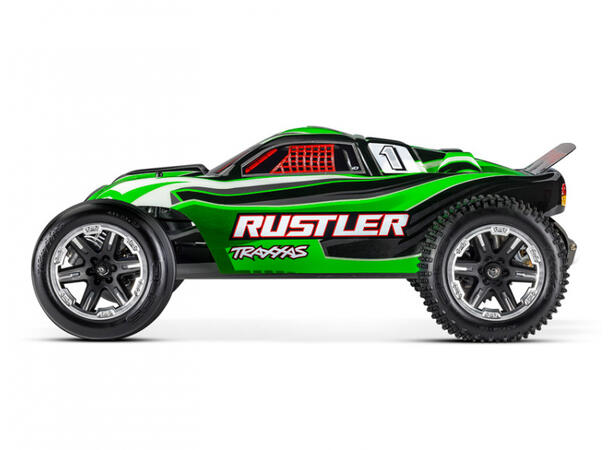 Traxxas Rustler 2WD 1/10 RTR Grønn TQ 2,4 Radio m/batteri og USB lader