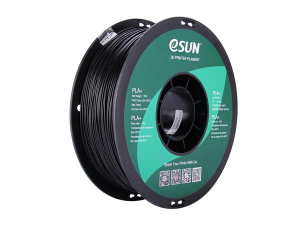 eSUN PLA+ 1.75mm 1kg - Black Sort 3D printer filament