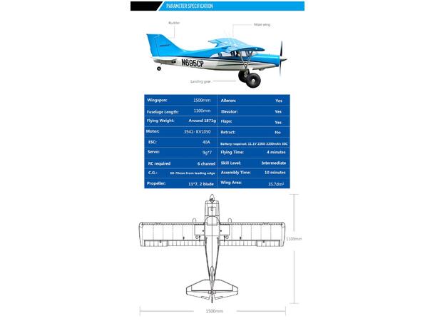FMS Maule 1500mm Floats og Reflex-Gyro PNP