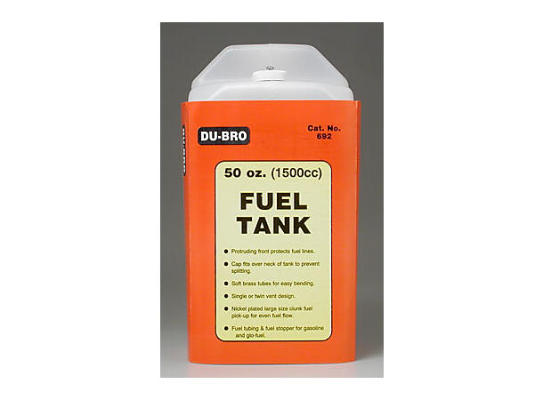 Dubro Tank 1500cc 50oz 215x115x90mm § med lokk og slanger som tåler bensin